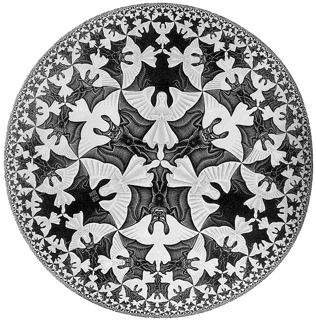Escher's Circle Limit IV - devils and angels